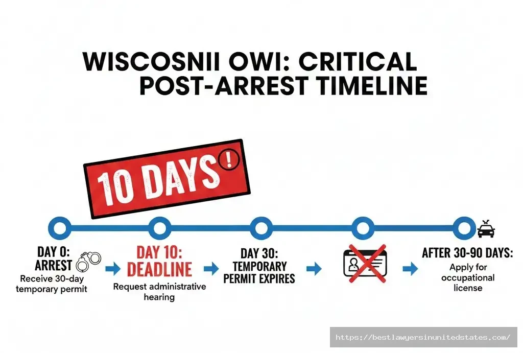 Wisconsin OWI 10 day deadline timeline after arrest request administrative hearing 30 day temporary permit critical dates