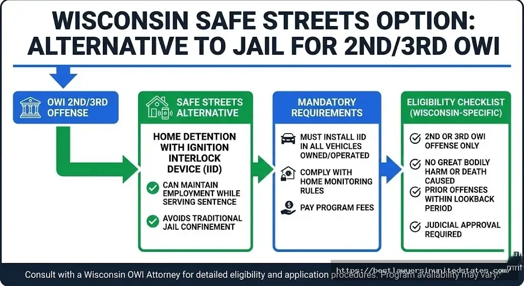Wisconsin Safe Streets Option alternative to jail OWI home detention ignition interlock device program eligibility 2026