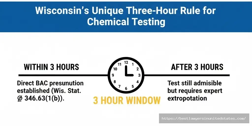 Wisconsin three hour rule chemical testing BAC test within 3 hours driving statute 346.63 OWI law timeline 2026