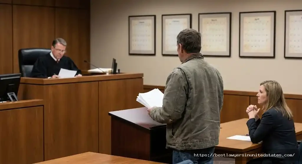 Arizona eviction court hearing showing tenant and landlord before a judge during the eviction process under state law
