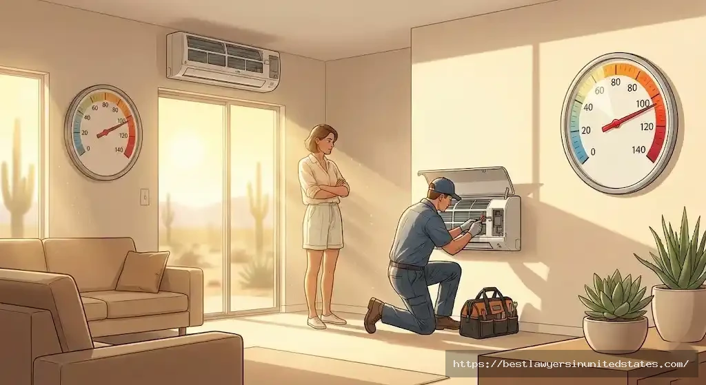 Arizona tenant apartment with air conditioning being repaired, representing habitability and cooling requirements under Arizona tenant law