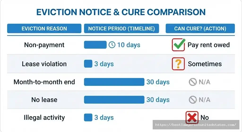 Arkansas eviction notice requirements by type showing 10-day 3-day and 30-day notice periods