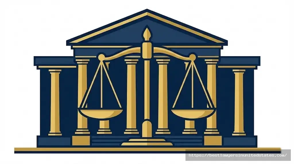 Courthouse and scales of justice eviction process illustration
