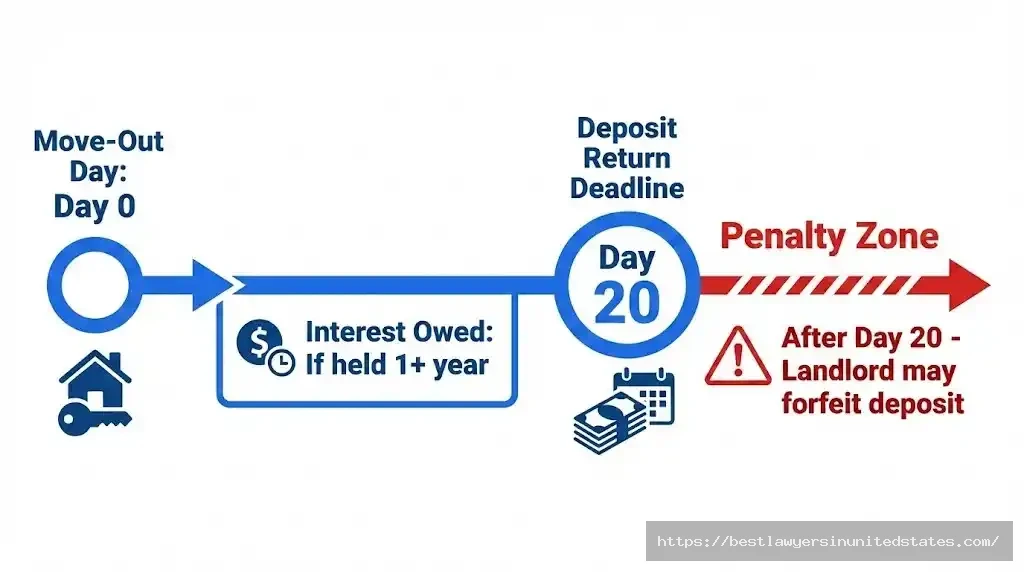 Delaware 20-day security deposit return timeline with interest and penalty requirements