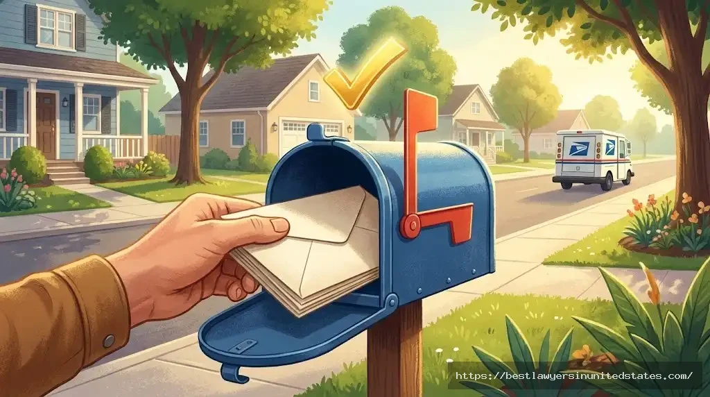 Delivering notice letter to mailbox illustration
