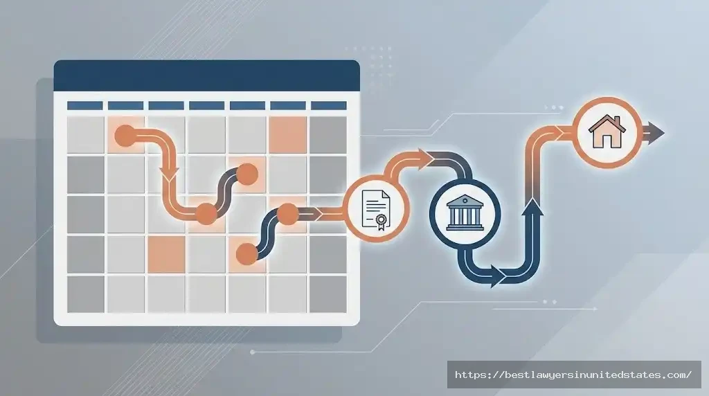 Eviction timeline calendar and process roadmap illustration