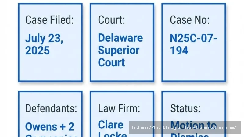 Macron v Owens defamation lawsuit overview - Delaware Superior Court case filed July 2025 with motion to dismiss pending