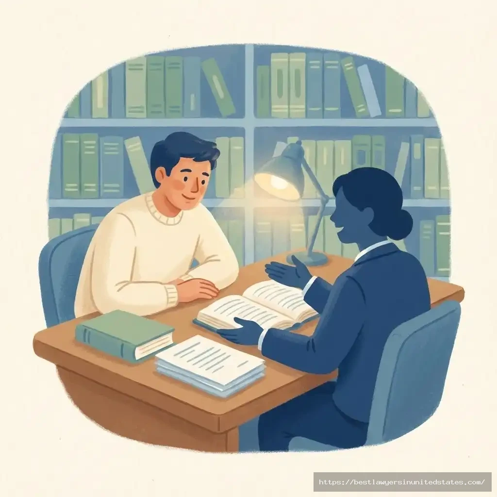 Tenant consulting with legal advisor illustration