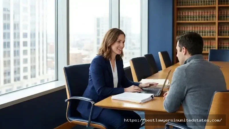 Texas divorce attorney consulting with client about family law case in Dallas office