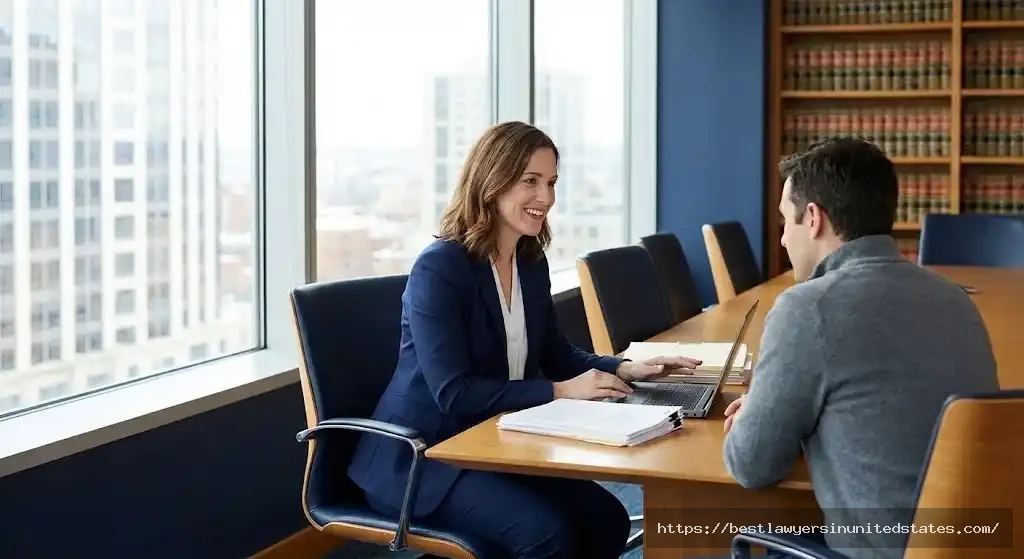 Texas divorce attorney consulting with client about family law case in Dallas office