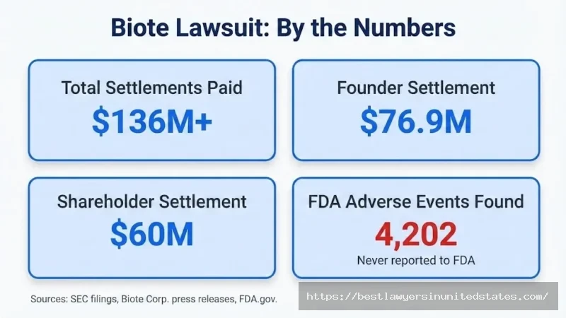 Biote lawsuit overview $136M+ in settlements, 4,202 FDA adverse events found unreported