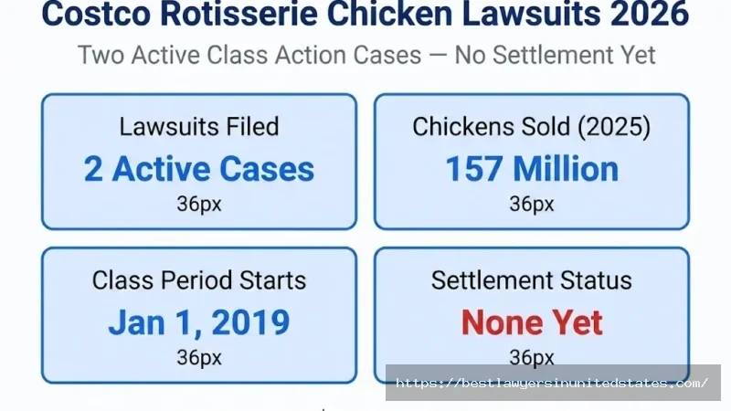 Costco rotisserie chicken lawsuit 2026 overview 2 active class actions filed, 157M chickens sold, no settlement yet