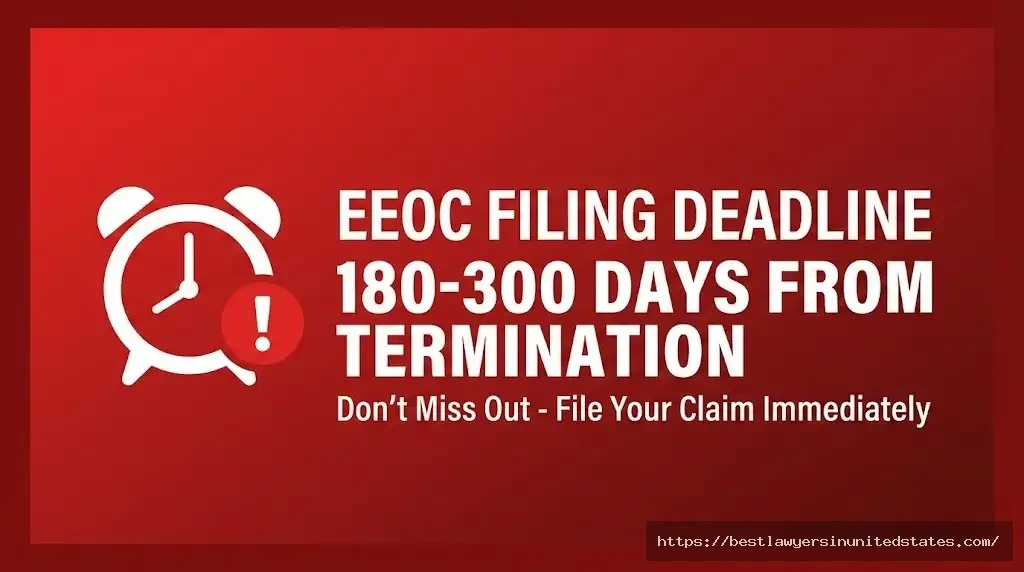 Critical EEOC filing deadline warning for wrongful termination claims - file within 180-300 days of termination