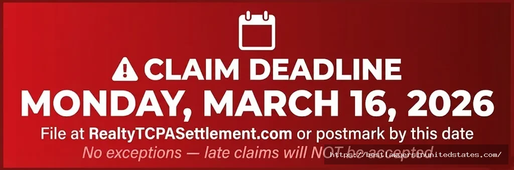 Critical deadline warning for Keller Williams TCPA settlement claims — file by March 16, 2026