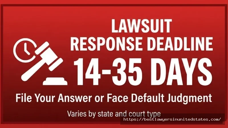 Critical lawsuit response deadline warning - file answer within 14-35 days to avoid default judgment