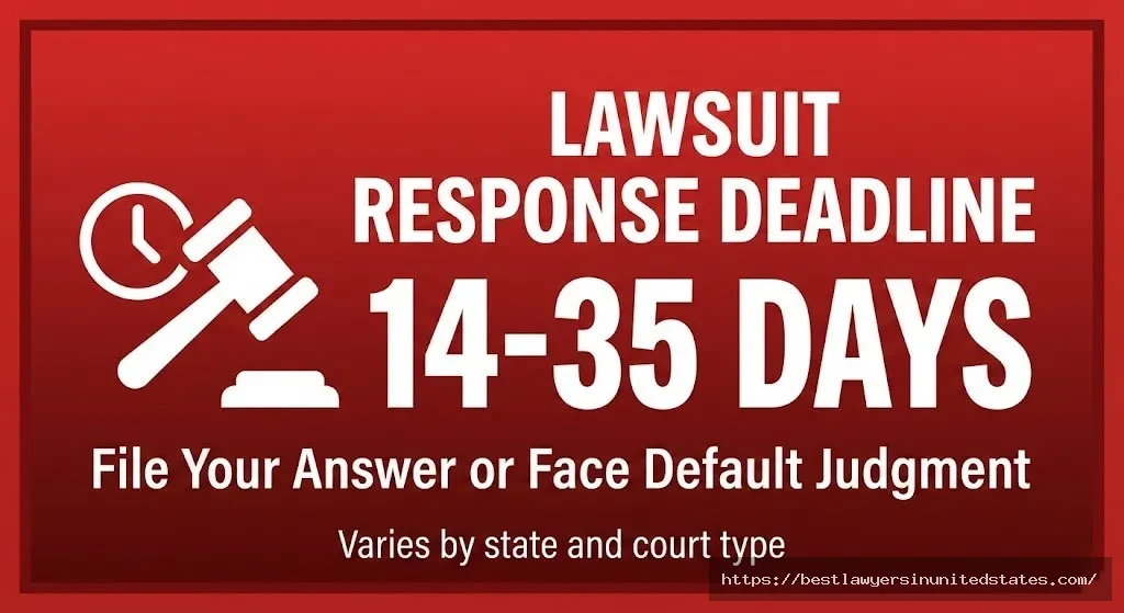 Critical lawsuit response deadline warning - file answer within 14-35 days to avoid default judgment