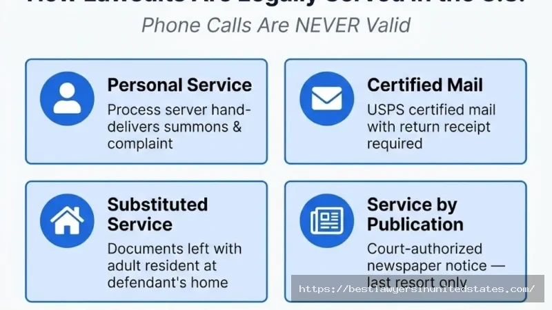 Four valid service of process methods in the U.S. — phone calls are never legally valid service