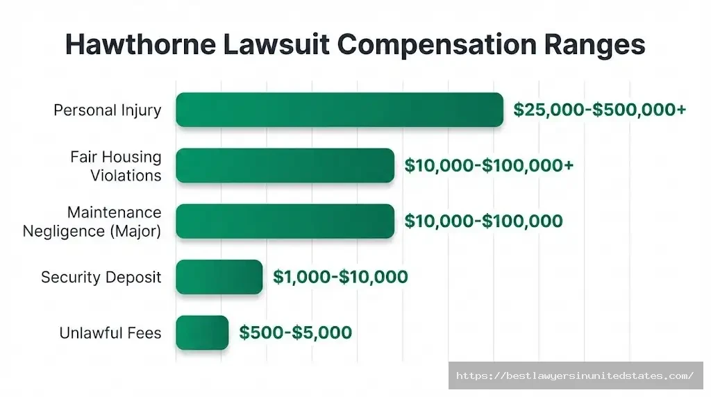 Hawthorne lawsuit payout ranges from $500 for fees to $500,000+ for injury claims