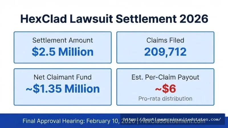 HexClad lawsuit settlement overview $2.5M fund, 209,712 claims filed, ~$6 estimated payout per claimant