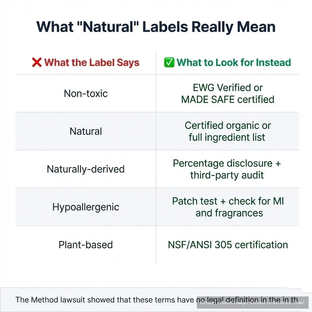 Label claims vs. reality chart what non-toxic, natural, and plant-based mean and what certifications to look for instead