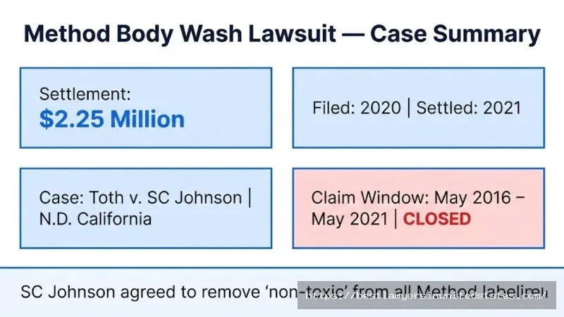 Method body wash lawsuit summary $2.25M settlement, filed 2020, Toth v. SC Johnson, claim window now closed