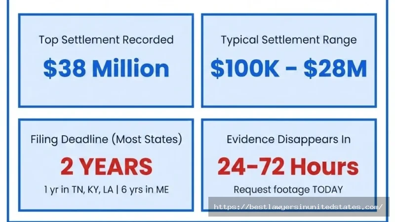 Negligent security lawsuit 2026 overview settlements up to $38M, 2-year deadline in most states, evidence gone in 72 hrs