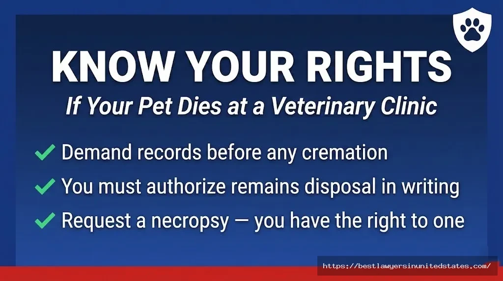 Pet owner rights banner — what to do if your pet dies unexpectedly at a veterinary clinic