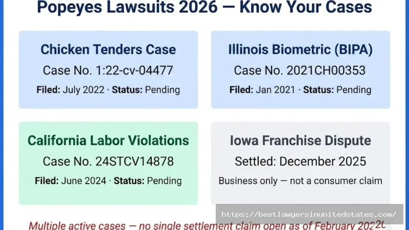 Popeyes lawsuit 2026 overview 3 pending cases covering chicken tenders, biometric data, and California wages