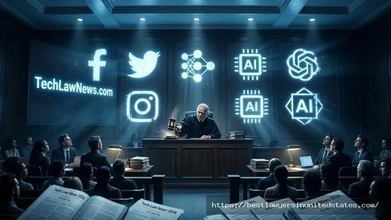 TechLawNews 2026 courtroom scene showing tech companies on trial - TechLawNews.com