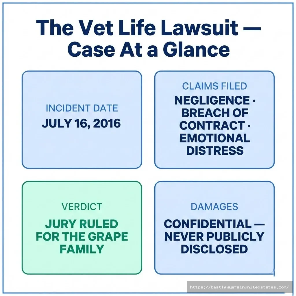 The Vet Life lawsuit overview — Grape family vs. Cy-Fair Animal Hospital, 2016 case, jury verdict for plaintiffs