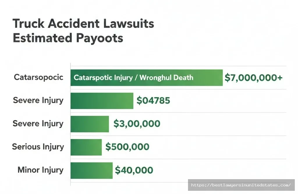 Truck accident lawsuits settlement payout chart showing compensation from $40,000 to over $7 million