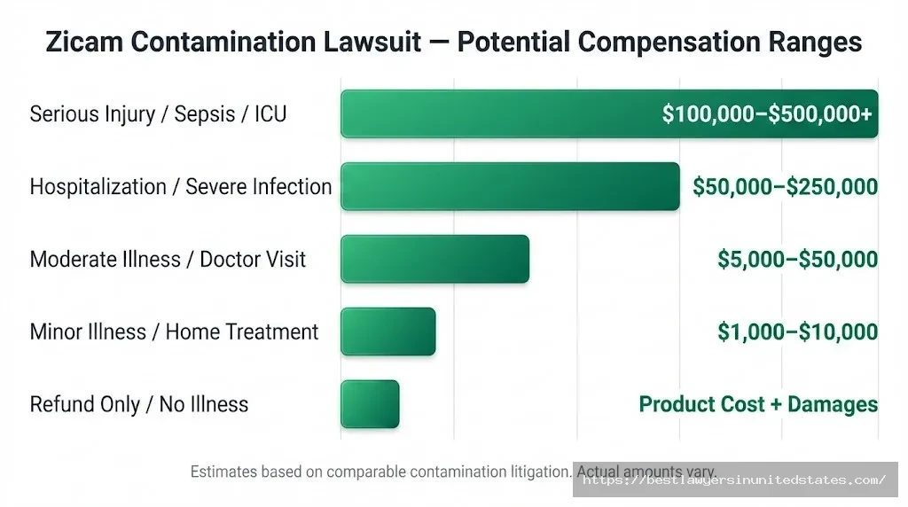 Zicam contamination lawsuit potential payouts ranging from product refund to $500,000+ for severe infections