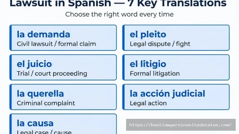 7 Spanish translations of lawsuit demanda, pleito, juicio, litigio, querella, acción judicial, causa