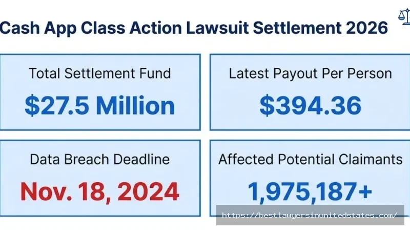 Cash app class action lawsuit settlement overview $27.5M total, $394.36 payout per claimant, 1.97M affected users