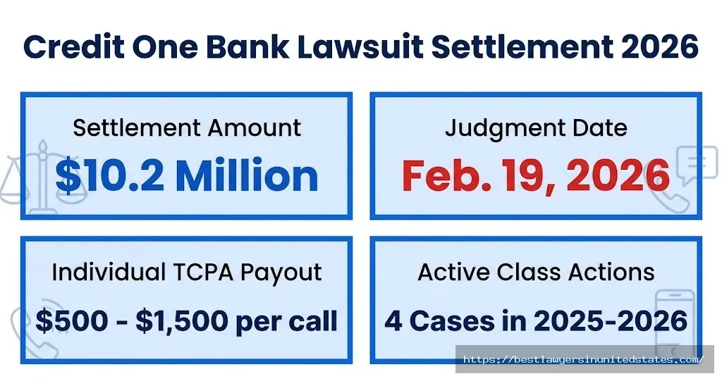 Credit one bank lawsuit settlement overview $10.2M fund, Feb 2026 judgment, $500-$1,500 per TCPA call payout range