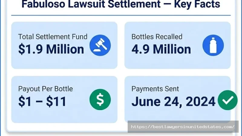 Fabuloso lawsuit overview $1.9M settlement, 4.9M bottles recalled, $1–$11 per bottle, payments sent June 2024