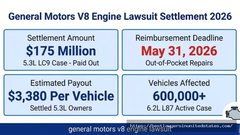 General Motors V8 engine lawsuit overview $175M settlement, May 31 2026 deadline, $3,380 payout, 600,000 vehicles affected