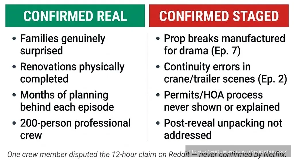 Instant Dream Home real vs staged comparison — what was confirmed genuine and what was manufactured for TV