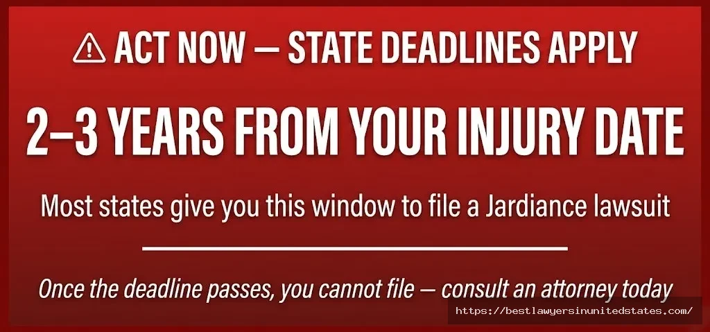 Jardiance lawsuit filing deadline warning — most states allow only 2 to 3 years from injury discovery date to file