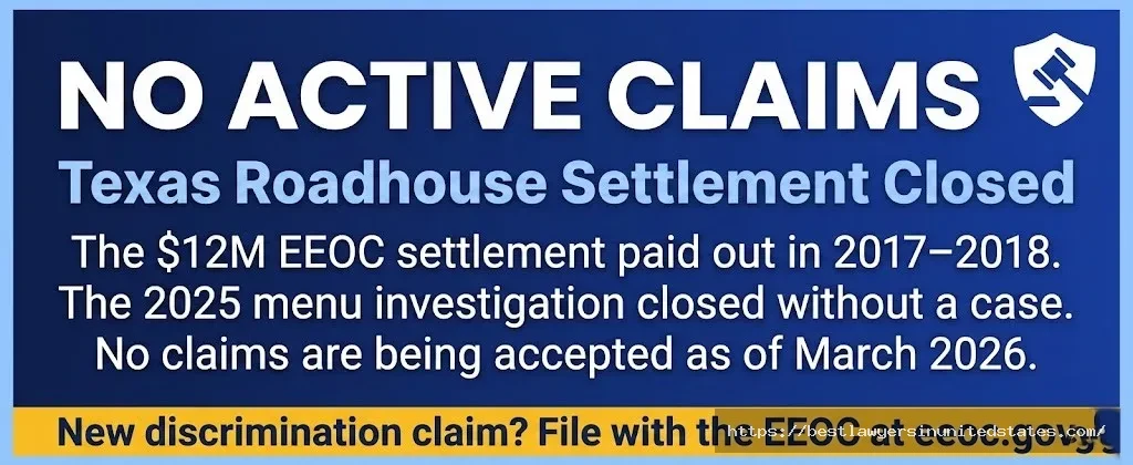 Notice Texas Roadhouse lawsuit claims are closed — no active settlement accepting claims as of 2026