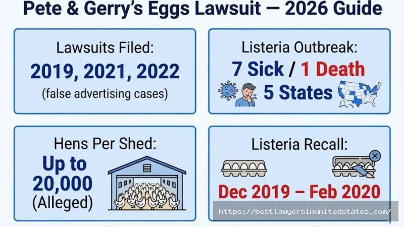 Pete and Gerry's eggs lawsuit overview — Listeria recall 2019-2020, 7 illnesses, 1 death, 5 states affected