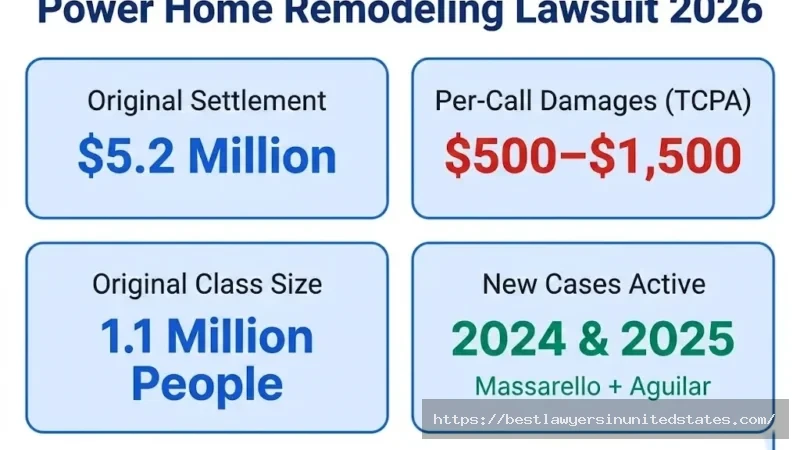 Power Home Remodeling lawsuit overview $5.2M original settlement, $500–$1,500 per call, 1.1M class, new 2025 cases active