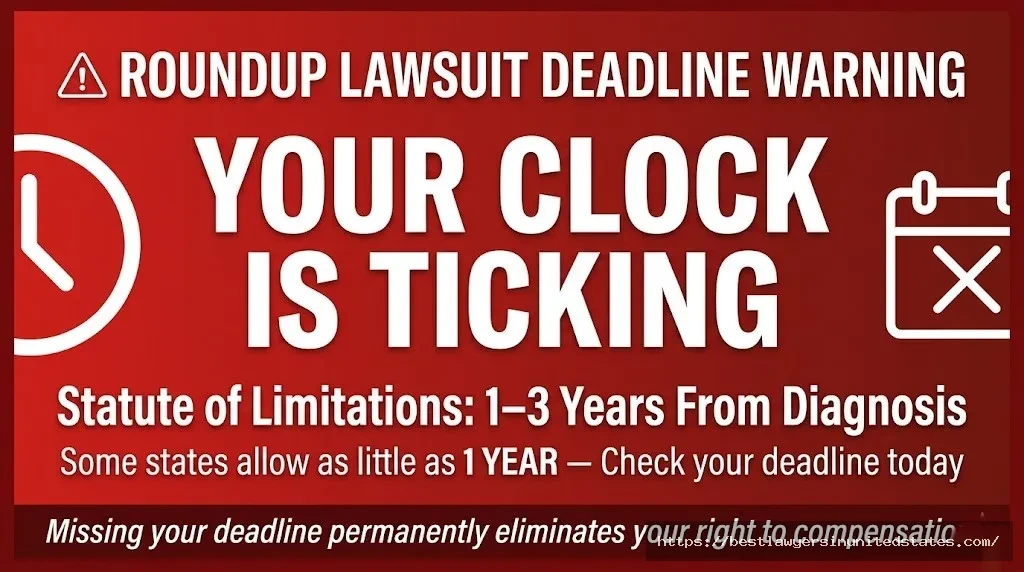 Roundup lawsuit statute of limitations deadline warning — 1 to 3 years from diagnosis, varies by state