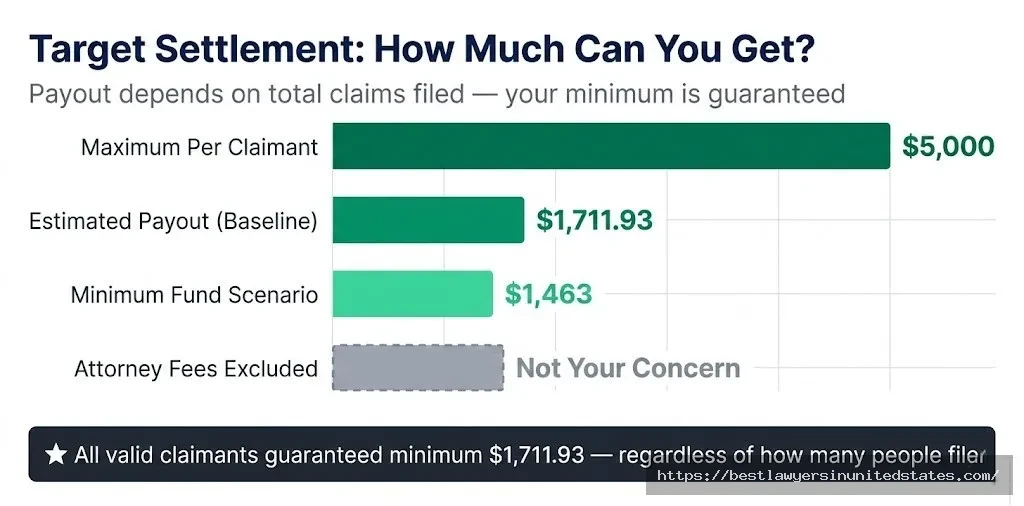 Target class action payout chart $1,711.93 guaranteed minimum up to $5,000 maximum per claimant