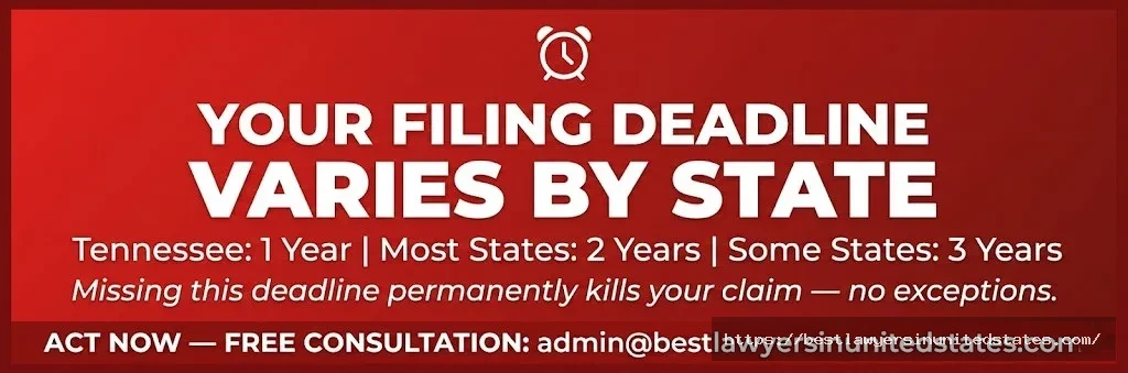 Uber crash lawsuit deadline warning — Tennessee 1 year, most states 2 years, some states 3 years