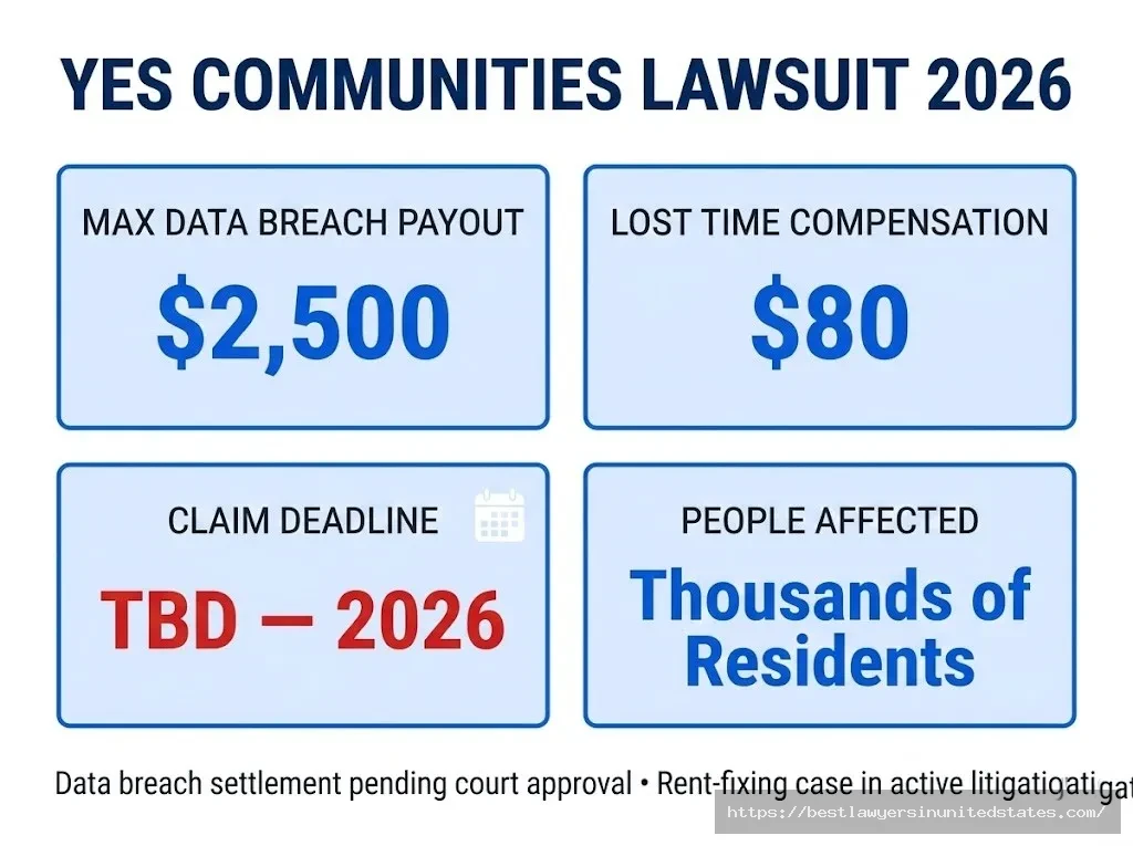 Yes Communities lawsuit 2026 overview up to $2,500 payout, $80 lost time, claim deadline TBD pending court approval.