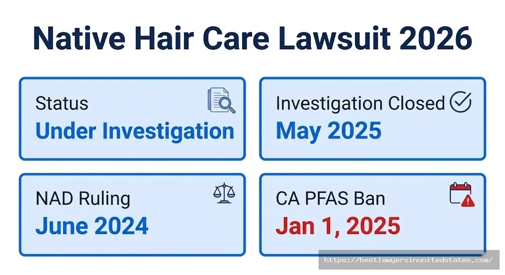 ative hair care lawsuit 2026 overview — investigation closed May 2025, NAD ruling June 2024, CA PFAS ban active