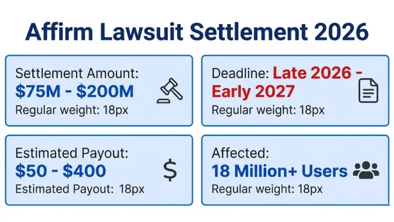 Affirm lawsuit settlement overview with payout and deadline details for 2026