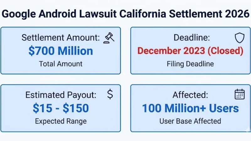 Google Android lawsuit California settlement overview with $700M fund and payout details
