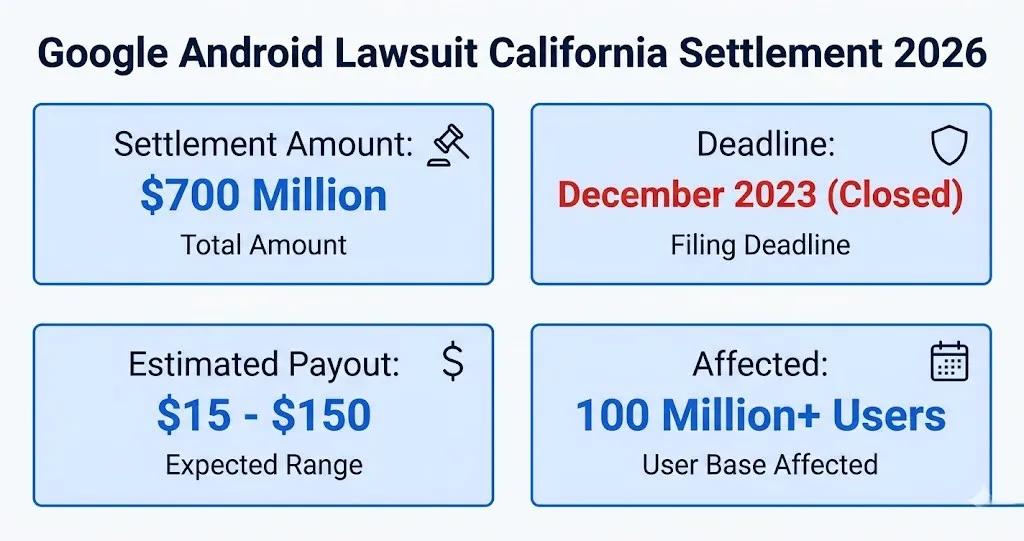 Google Android lawsuit California settlement overview with $700M fund and payout details